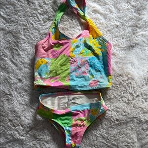 Lilly Pulitzer Kids Swim Bikini - Pink, Green, Yellow Floral